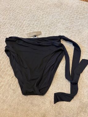 J. Crew Black High-Rise Bikini Bottom with Long Side Tie